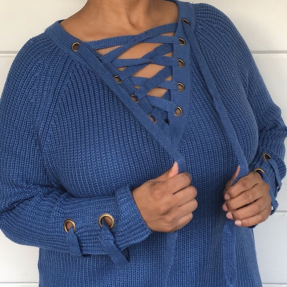 🔥HP! NEW Lace Up Sweater - Picture 3 of 6